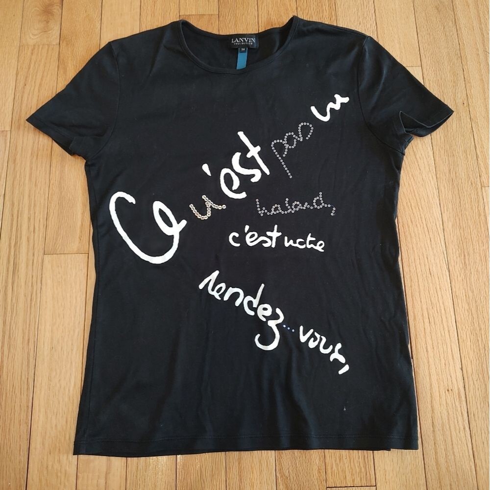 Lanvin chic black tee sz 38 S